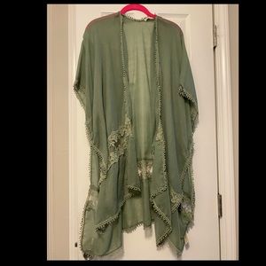 Green lace kimono shawl